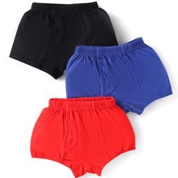 Bodycare Cotton Knit Solid Color Trunks Pack of 3 - Red Blue & Black-image-56