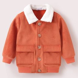 Mark & Mia Full Sleeves Solid Color Jacket with Patch Pocket - Orange-image-12