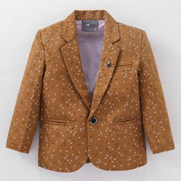 Dapper Dudes Full Sleeves Cross Printed Blazer - Brown-image-42