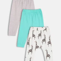 MINI KLUB Cotton Knit Pack Of 3 Striped & Giraffe Printed Diaper Pajamas - White Blue & Grey-picture-33