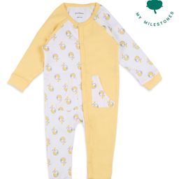 My Milestones 100% Cotton Knit Full Sleeves Shiny Apples Printed Romper - White & Yellow-picture-12