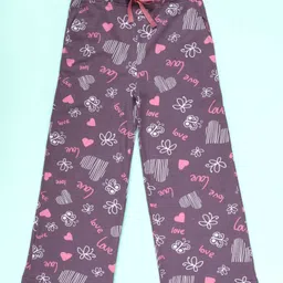 Kiddopanti Cotton Knit Love Text & Hearts Printed Pajamas - Mauve-picture-34