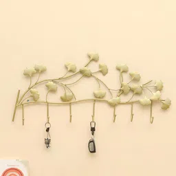 vedas Gold Toned Textured Metal W-Urvi Ginko Wall Key Holder-image-17