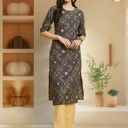 anouk rustic HERE&NOW Selection Of 3 Geometric Printed Round Neck Straight Kurtas image 3