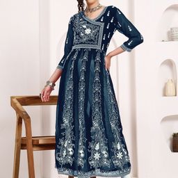 KALINI Women Ethnic Motifs Printed Georgette Anarkali Kurta-image-6
