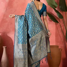 SHADOW & SAINING Woven Design Ethnic Motifs Zari Banarasi Saree image 5