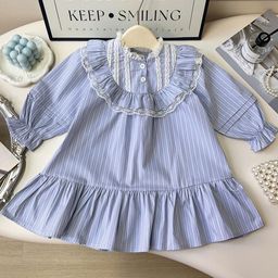 LULU & SKY Girls Striped Bell Sleeve A-Line Dress-image-73