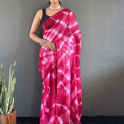 DIVASTRI Tie and Dye Embroidered Poly Georgette Ready to Wear Saree-picture-40