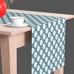 ArtzFolio Blue Geometric-Printed Edge To Edge Table Runner image 2
