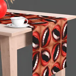 ArtzFolio Black & Red Printed Rectangular Table Runner image 3