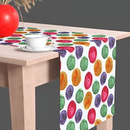 ArtzFolio White & Green Abstract Printed Velvet Table Runner image 3