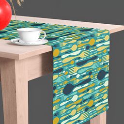 ArtzFolio Teal Blue & Green Abstract Printed Table Runner image 5
