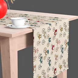 ArtzFolio Off White & Brown Digital Printed Table Runner image 5
