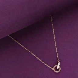 Kai Jewel Sterling Silver Rose Gold Entwined Circles Necklace-image-55