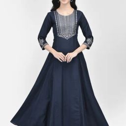 Span Blue Embroidered A Line Kurta-picture-45