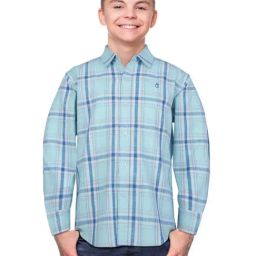 Gini & Jony Kids Blue Cotton Chequered Full Sleeves Shirt-image-104
