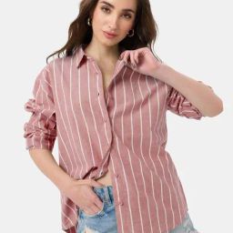 The Souled Store Mauve Striped Shirt-picture-17