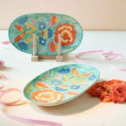 Gypsy Rose Hand Painted Ceramic Oval Platter-31