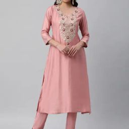 Kami Kubi Light Pink Embroidered Gotta Patti A Line Kurta-picture-12