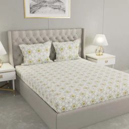 Raymond Home Vision Yellow 144 TC Cotton King Bedsheet with 2 Pillow Covers-image-27
