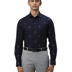 Park Avenue Blue Luxus Fit Printed Shirt-image-25