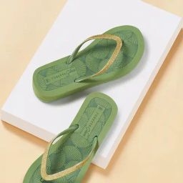 Forever Glam by Pantaloons Women's Pista Green Wedge Flip Flops-picture-24