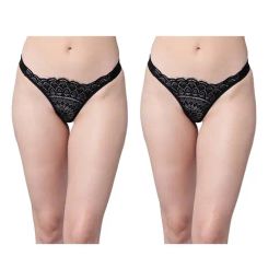 Erotissch Pack Of 2 Black Lace Thongs-image-64