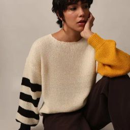 Only Beige Self Design Pullover-5