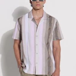 SHOWOFF Green Relaxed Fit Stripes Shirt-image-23