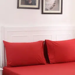 Maspar Red Cotton 200 TC Bed Sheet Set-image-42