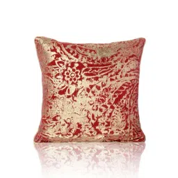 Home4U Red & Gold Cotton Cushion Cover - Set of 1-image-2