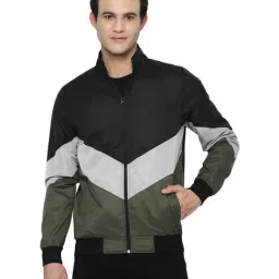 Allen Solly Sport Black & Olive Regular Fit Colour Block Jacket-20