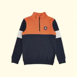 Pantaloons Junior Orange & Navy Cotton Color Block Full Sleeves Sweatshirt-picture-38