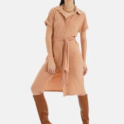 Kazo Beige Shirt Dress-image-52