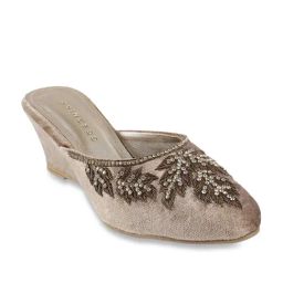 Princess by Metro Women's Antique Gold Mule Wedges-image-6