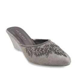 Princess by Metro Women's Grey Mule Wedges-image-92