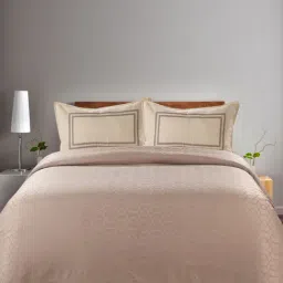 Saral Home Abstract Beige 155 TC Cotton King Sized Bed Sheet with 2 Pillow Covers-image-57