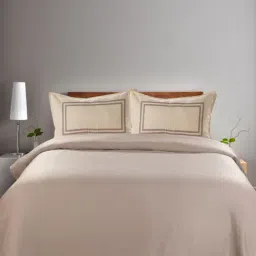 Saral Home Abstract Beige 155 TC Cotton King Sized Bed Sheet with 2 Pillow Covers-28