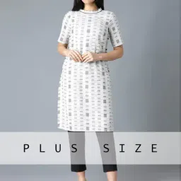 Aurelia Off-White & Grey Cotton Printed Straight Kurta-18