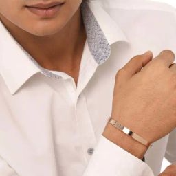NVR Rose Gold Metal Interlock Kada Bracelet for Men-image-83