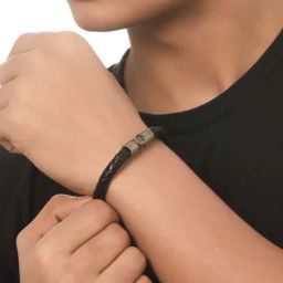 NVR Black Leather Bracelet for Men-25
