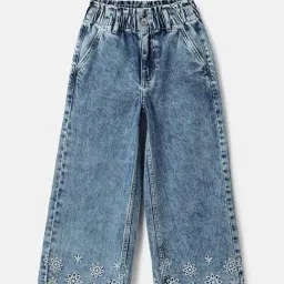 United Colors Of Benetton Girls Blue Cotton Regular Fit Embroidered Jeans-picture-34