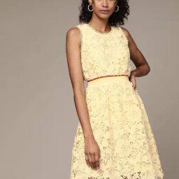 Label Ritu Kumar Yellow Solid Fit & Flare Short Dress-image-33