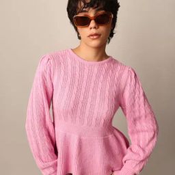 Only Pink Self Design Pullover-picture-8