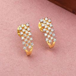 SHILLYN Gold-Plated Zircon Studded Contemporary Shaped Studs-image-95