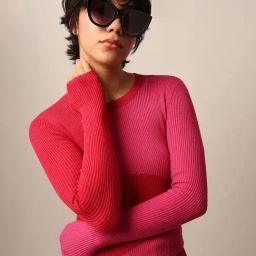 Only Red & Pink Slim Fit Pullover-19