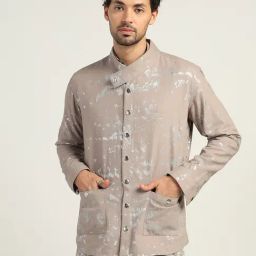 Lela Beige Regular Fit Printed Jacket-image-48