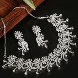 Aatmana Silver-Plated American Diamond Studded Handcrafted Necklace Set-17