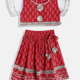 READIPRINT FASHIONS Kids Red & White Printed Lehenga with Choli-image-78