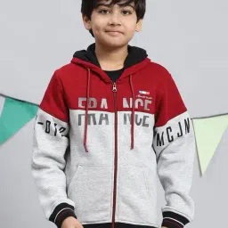 Monte Carlo Kids Grey Melange & Maroon Printed Full Sleeves Sweatshirt-picture-27